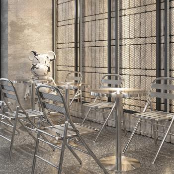 Großhandel B2B Stuhl aus Edelstahl für Restaurant Kantine klappbar
